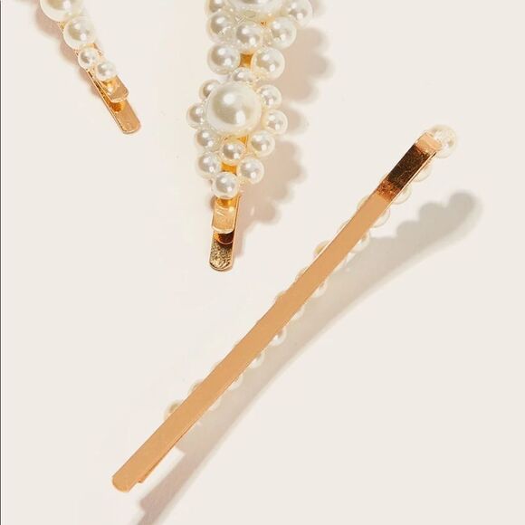 Pearl 3 Piece Hair Accessory Gold Set - Picture 4 of 4